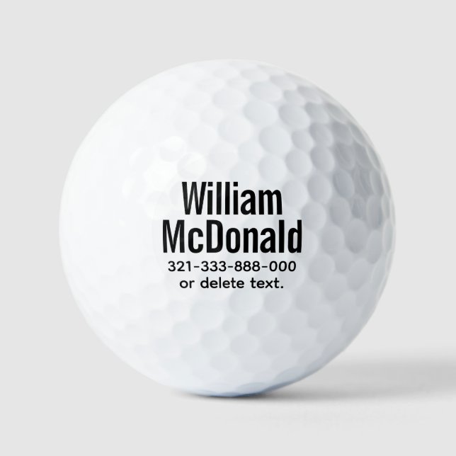 Personalised Name Golf Balls Template BOLD 13 (Front)