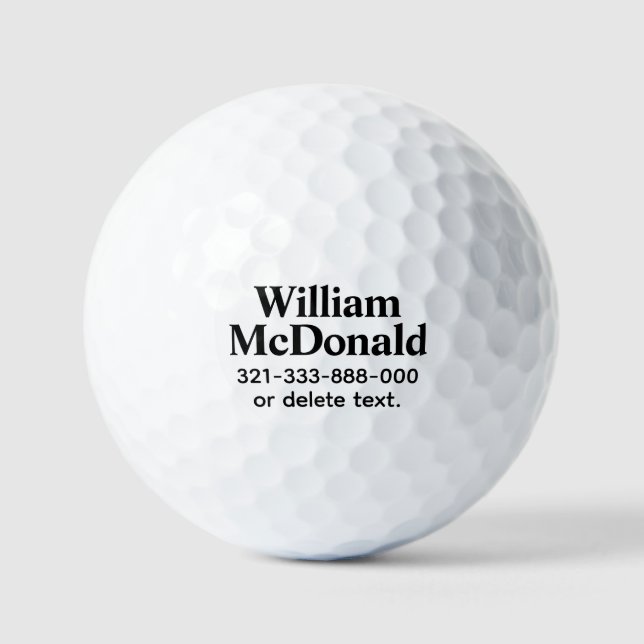 Personalised Name Golf Balls Template BOLD 9 (Front)