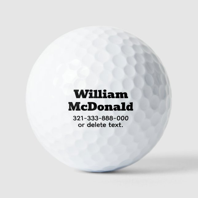 Personalised Name Golf Balls Template  BOLD Font 1 (Front)