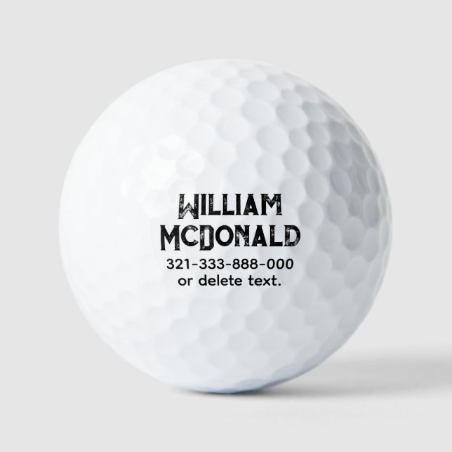 Personalised Name Golf Balls Template DISTRESSED 8 (Front)