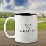 Personalised Name Golf Clubs And Ball Two-Tone Coffee Mug<br><div class="desc">Personalise the name in classic typography to create a unique golf gift and keepsake for any golfer. Designed by Thisisnotme©</div>