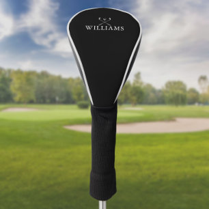Personalised Name Golf Clubs Black And White Head Cover
