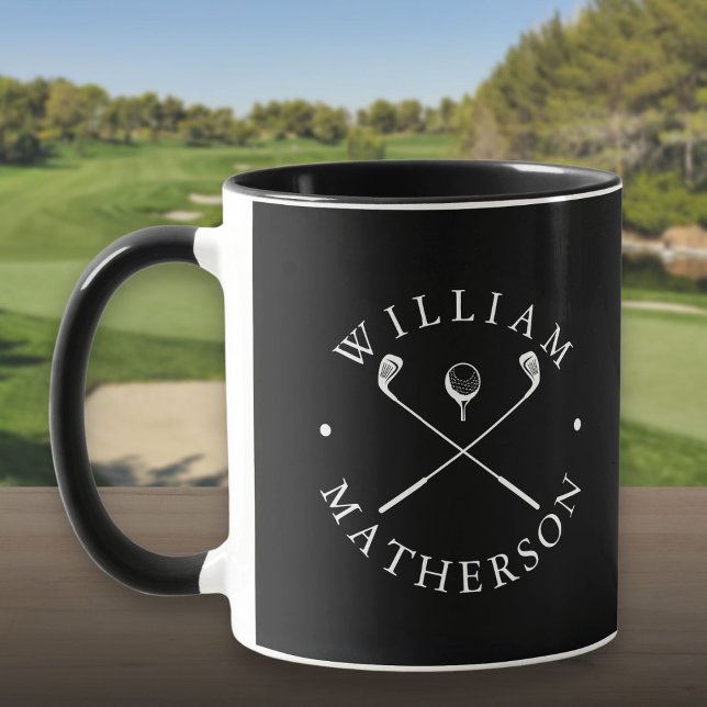 Personalised Name Golf Clubs Black And White Mug (Personalized Name Golf Clubs Black And White Mug)