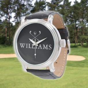 Personalised Name Golf Clubs Black And White Watch