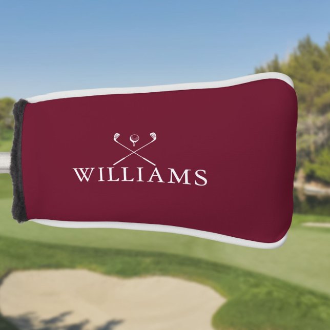 Personalised Name Golf Clubs Burgundy Red Golf Head Cover (Personalized Name Golf Clubs Burgundy Red Golf Head Cover)
