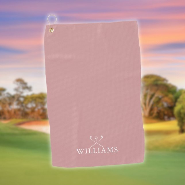 Personalised Name Golf Clubs Dusty Rose Pink Towel (Personalized Name Golf Clubs Dusty Rose Pink Golf Towel)