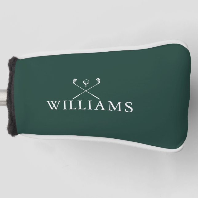 Personalised Name Golf Clubs Emerald Green Golf Head Cover (Front)