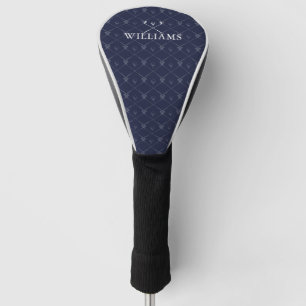 Personalised Name Golf Clubs Pattern Navy Blue Head Cover