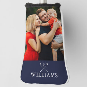 Personalised Name Golf Clubs Photo Navy Blue Head Cover