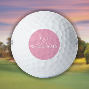 Personalised Name Golf Clubs Pink Balls