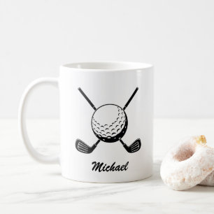 Personalised Name Golf stick ball Golfer Golfing Coffee Mug