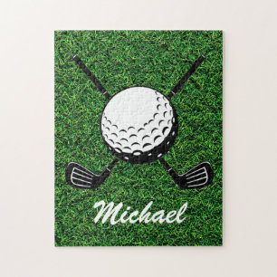 Personalised Name Golf stick ball Golfer Golfing Jigsaw Puzzle