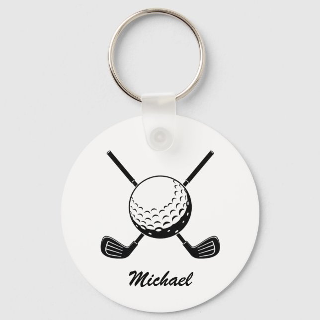 Personalised Name Golf stick ball Golfer Golfing   Key Ring (Front)