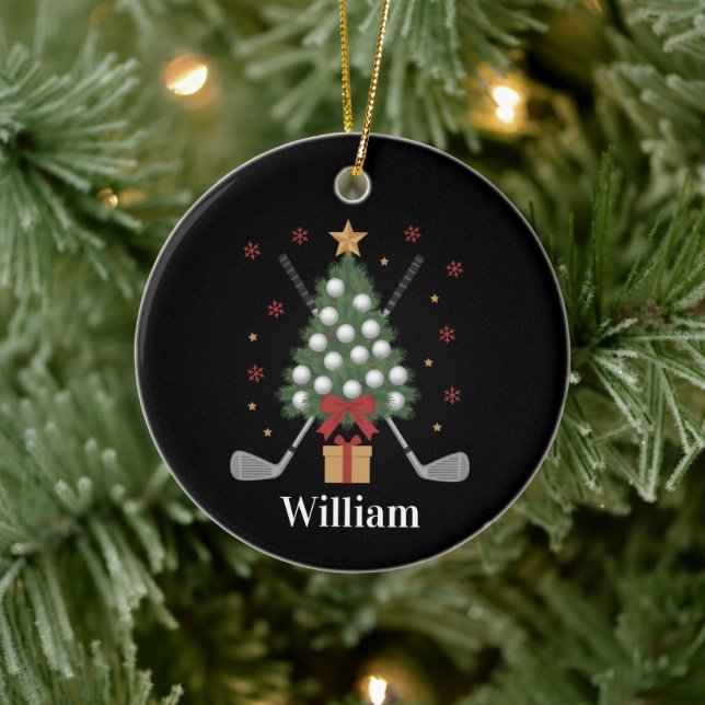 Personalised Name Golf Tree Equipment Christmas  Ceramic Ornament (Tree)