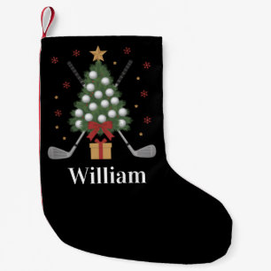 Personalised Name Golf Tree Equipment Christmas  Small Christmas Stocking