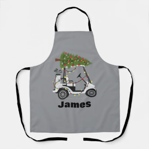 Personalised Name Golfer Christmas Golf Cart Xmas Apron