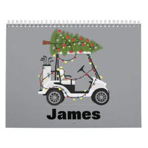 Personalised Name Golfer Christmas Golf Cart Xmas Calendar