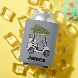 Personalised Name Golfer Christmas Golf Cart Xmas  Can Cooler