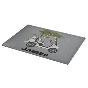 Personalised Name Golfer Christmas Golf Cart Xmas  Cutting Board