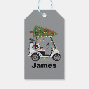 Personalised Name Golfer Christmas Golf Cart Xmas  Gift Tags