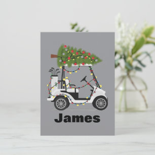Personalised Name Golfer Christmas Golf Cart Xmas  Holiday Card