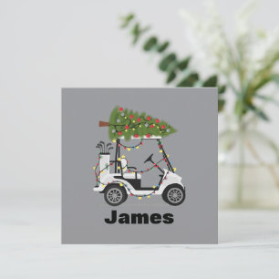 Personalised Name Golfer Christmas Golf Cart Xmas  Invitation
