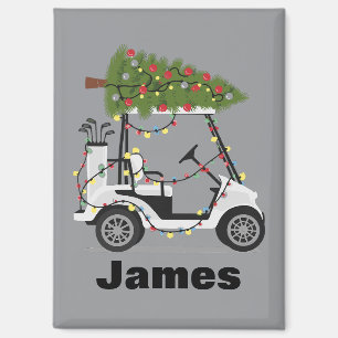 Personalised Name Golfer Christmas Golf Cart Xmas  Magnet