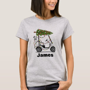 Personalised Name Golfer Christmas Golf Cart Xmas  T-Shirt