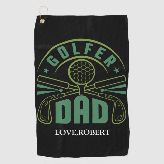 Personalised Name Golfer Dad Golf Towel (Front)
