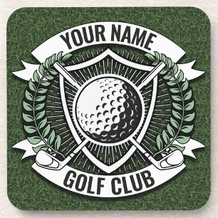 Personalised NAME Golfer Golf Club Turf Clubhouse  Coaster