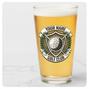 Personalised NAME Golfer Golf Club Turf Clubhouse Glass