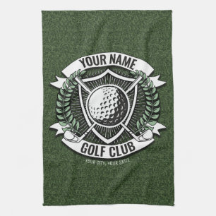 Personalised NAME Golfer Golf Club Turf Clubhouse  Tea Towel
