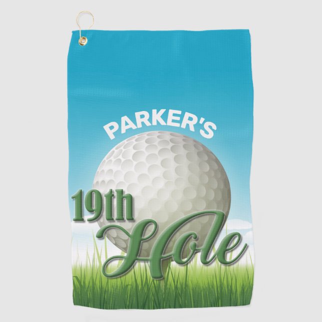 Personalised NAME Golfer Golf Pro Ball 19th Hole Golf Towel (Front)