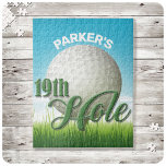 Personalised NAME Golfer Golf Pro Ball 19th Hole Jigsaw Puzzle<br><div class="desc">Personalise this truly unique,  one-of-a-kind Custom Name Golfer Golf Course Club Golfing 19th Hole Gift. Perfect addition to your retro home and office decor! Personalised with your Name or Custom Text! The coolest greenest grassiest golfing clock around! Back Nine - Birdie - Fairway - Gold Ball</div>