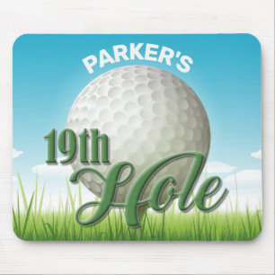 Personalised NAME Golfer Golf Pro Ball 19th Hole Mouse Pad