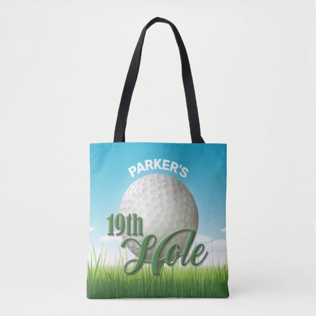 Personalised NAME Golfer Golf Pro Ball 19th Hole Tote Bag (Front)