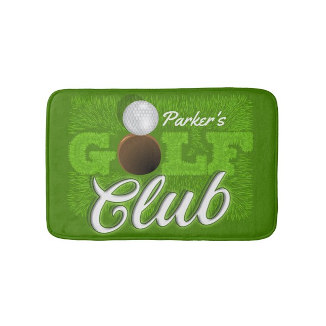 Personalised NAME Golfer Green Golf Course Club Bath Mat (Front)