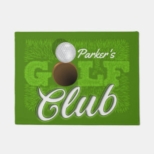 Personalised NAME Golfer Green Golf Course Club Doormat