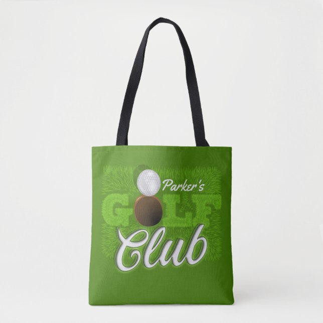 Personalised NAME Golfer Green Golf Course Club Tote Bag (Front)