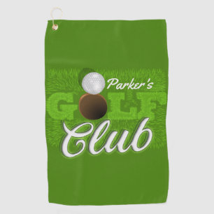 Personalised NAME Golfer Green Golf Course Club Towel