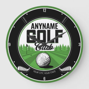 Personalised NAME Golfing Pro Golf Club Player Large Clock