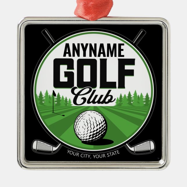Personalised NAME Golfing Pro Golf Club Player   Metal Ornament (Front)