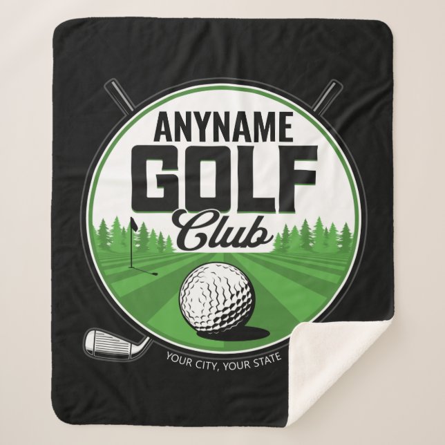 Personalised NAME Golfing Pro Golf Club Player  Sherpa Blanket (Front)