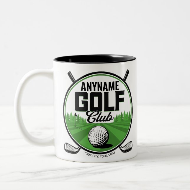 Personalised NAME Golfing Pro Golf Club Player   Two-Tone Coffee Mug (Left)