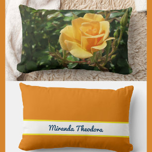 Personalised Name Gorgeous Yellow Rose  Lumbar Cushion