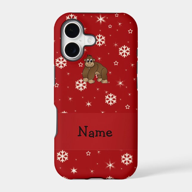 Personalised name gorilla red snowflakes (Back)