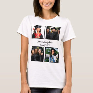 Personalised Name Graduate 4 Photo Collage T-Shirt