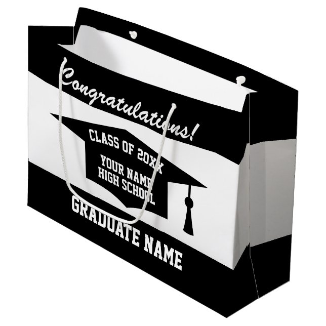 Personalised name graduation Class of 2025 big Large Gift Bag (Front Angled)
