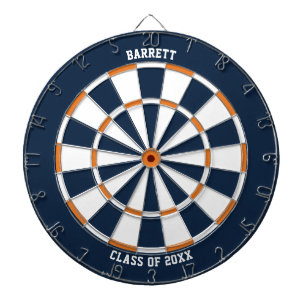Personalised Name Graduation Gift Blue & Orange Dartboard