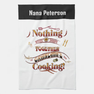 Personalised Name Grandma Kitchen Gift Tea Towel